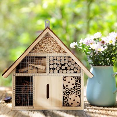 China Breathable Custom Outdoor Garden Decoration Insect Bee House Wooden Bee Hotel For Insect House for sale