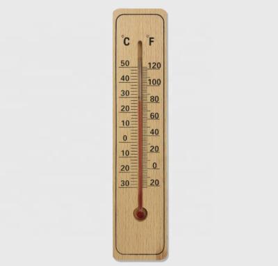 China Garden Thermometers C/F Double Displayed Indoor Outdoor Wooden Wall Thermometer for sale