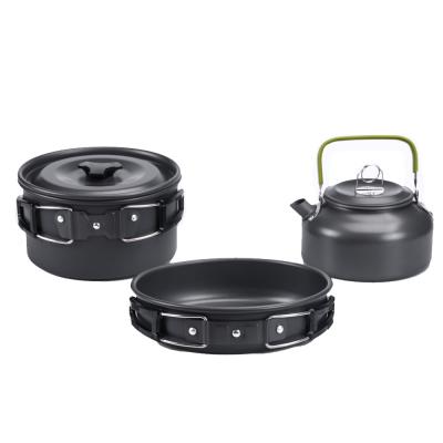 China High Temperature And Friction-Resistan Outdoor Supplies Outdoor Cookware Set For 1-2 Persons Portable Camping Cooker With Tableware for sale