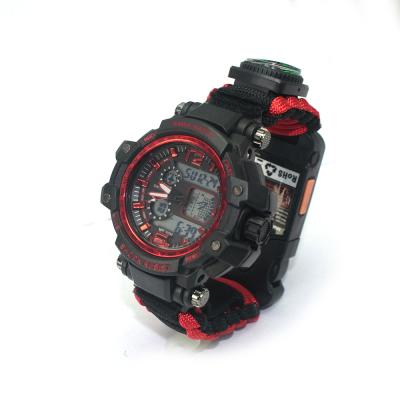 China Wholesale Multifunctional Outdoor Survival Parachute Thermograph Side Compass Laser Buckle Paracord Adjustable Watch 23*2.3cm for sale