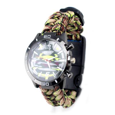 China Wholesale Alarm Outdoor Survival Climbing Wristwatches,Multifunctional China Sports Stainless Steel Paracord Unisex Watch for sale