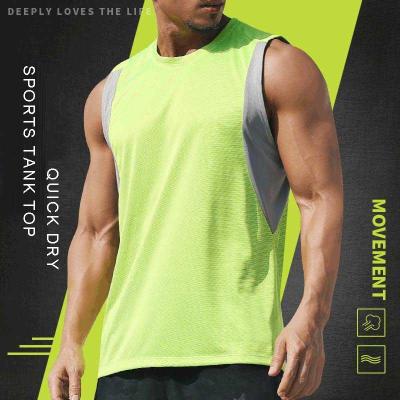 China New Solid Color Summer QUICK DRY Fitness Leisure Vest Loose Quick Dry Men's Breathable Tank Tops Train for sale