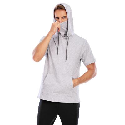 China Anti-wrinkle Wholesale Customized Logo Fashion Design Men's Streetwear Short Sleeve Hoodies With Facemask for sale