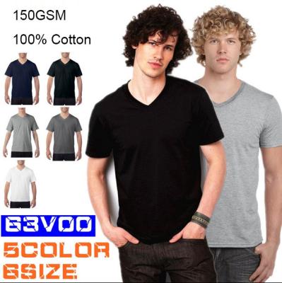 China 2022 Anti-wrinkle 100% China Manufacturers 150GSM Cotton Custom Super Soft V-Neck Unisex T-Shirts For Men for sale