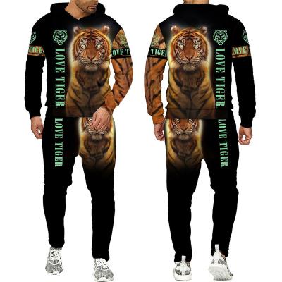 China 3D Logo Anime Hoodies Jogger Sets Tiger Animal Print Men's Luxurious High End Custom Made Anti Shrink Sweatpants and Hoodie Set for sale