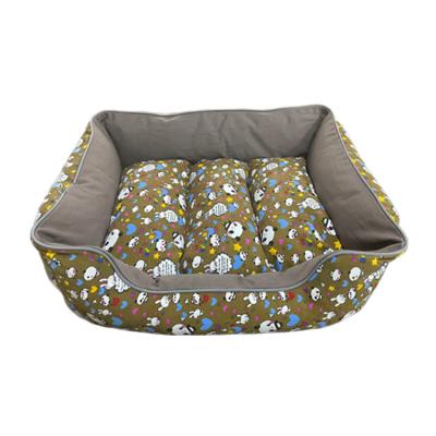 China Viable Wholesale High Quality Durable Cartoon Canvas Pet Supplies Removable Washable Pet Bed for sale