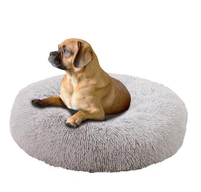 China Customized Multi Color Multi Style Heating Round Soft Warm Plush Indoor Pet Bed for sale