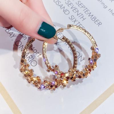 China Large Rhinestone Huggie Heart Cubic Zirconia Large Hoop Earrings 14k Gold Filled Large Crystal Hoop Earrings Women Plated Charm Hoop Earrings for sale