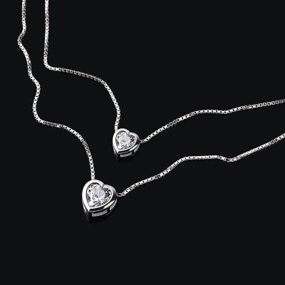 China Double Layer Heart 925 Sterling Silver 3A Zirconia Bead Eco - Friendly Necklace for sale