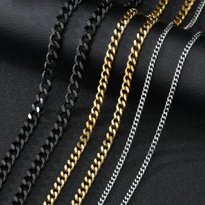 China Hot-selling Cuban Link Restraint Classic Simple Minimalist Chain Chokers Stainless Steel Base Punk Necklace For Women Men Vintage Black Gold Tone Solid Metal for sale