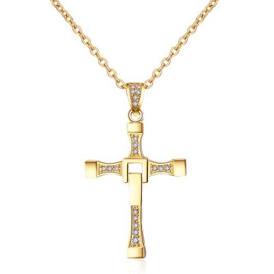 China Hengdian Simple Design Religious Jewelry Gold Plated Cross Chain Necklace for sale