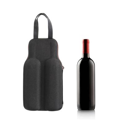 China Wine Eva Carrier Shockproof and EVA Hard Carrier Tote Case Protective Waterproof 2 Bottle Carrying Shell Pouch for sale