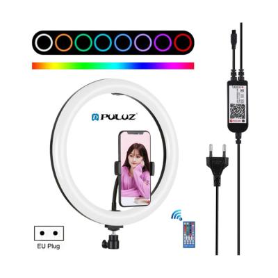 China 20 Static Color and 6 Color Dynamic Photography Equipment PULUZ Wholesale Hit Led Ring Light 12 inch RGB Dimmable Selfie Ring Light for sale