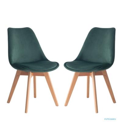 China 2 Pcs Tulip Chair Wood Kitchen Retro Flannel Modern Design Dining Chair Office Living Room Dining Chair for sale