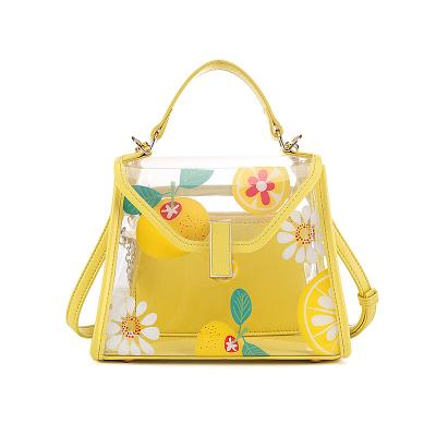 China Portable Women's Fashion Jelly Bag Small Transparent Tote Bag One Shoulder Cross-body PVC Transparent Bag for sale