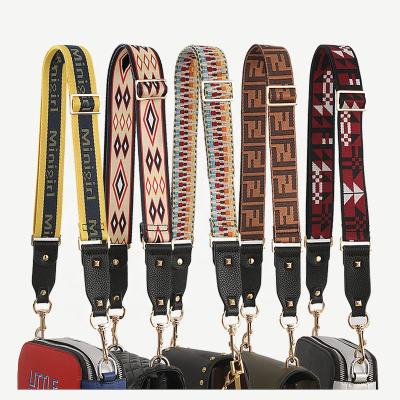 China High tenacity bag ties the shoulder strap one of color wide ethnic contrast ribbon wind shoulder straps and wide cross - adjustable launched for sale