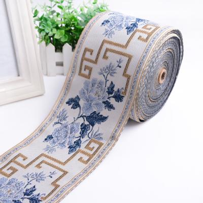 China 12cm Width High Tenacity Accessories Sofa Cushion Decorative Pillow Splicing Webbing Jacquard Accessories Lace Curtain Webbing Curtain for sale