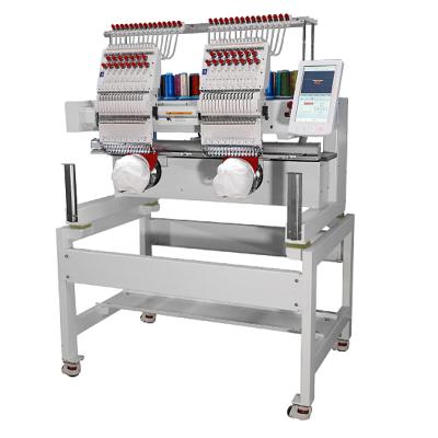 China Commercial Automatic Flat Cap T-shirt Embroidery Machine 2 Colors Head 15 Embroidery Hat/T-shirt/Flat/3D/Towel/Leather/Jacket For Sale for sale