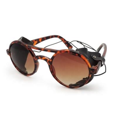 China Fashion Sunglasses Round Designer Sunglasses With Leather Side Shield for sale