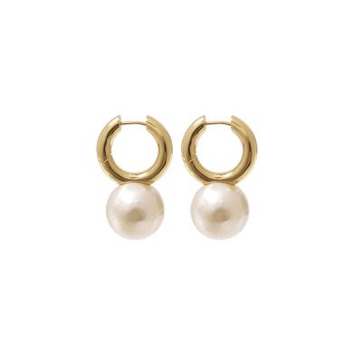 China New 2022 Trendy Trendy Bridal Gold Lucky Pearl Titanium Steel Birthday Gift Girls Earrings For Women for sale