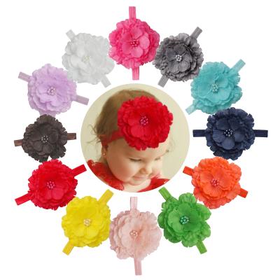 China New 2022 Solid Color Baby Hair Accessories Pearl Crown Design Mix Color Gorgeous Flower Headband For Babies for sale