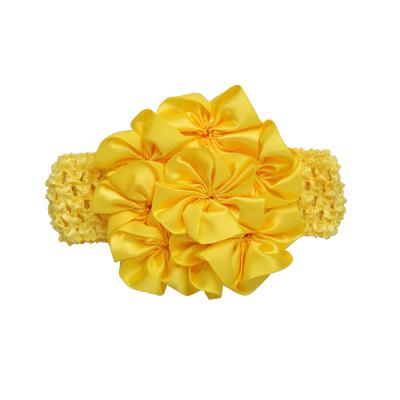 China For Big Sale Baby Girls Hair Decoration Tutu Hair Accessories Soft Yellow Bridesmaid Headband Satin Ribbon With Elastic for sale