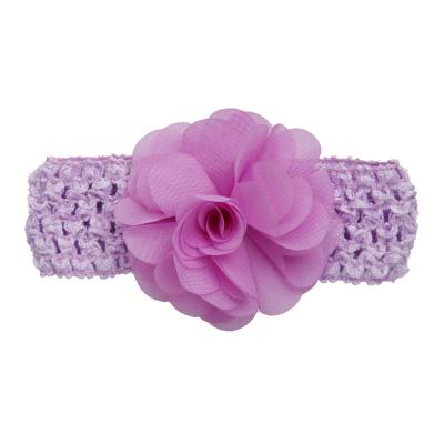 China For Girls Hair Decoration Best Ship No Glue Hair Accessories 3 Inch Flower Elastic Headband Purple Chiffon Soft Shape For Baby for sale