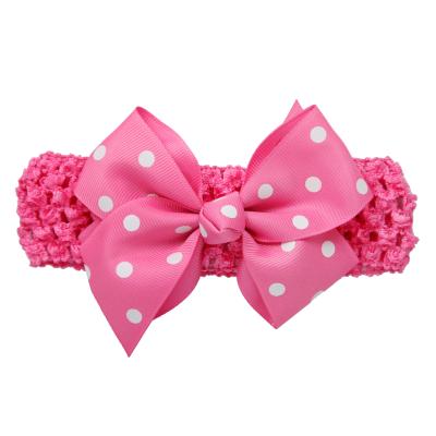 China For Girls Hair Decoration Fancy Kids Girls Grosgrain Ribbon Headbands Polka Dot Pink Baby Headband And Bows Baby For Sale for sale