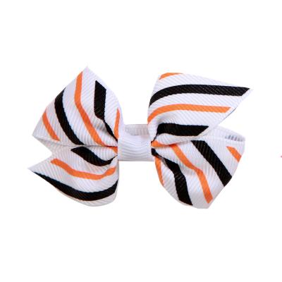 China For girls beauty distributor zebra stripe wave dots design printed custom grosgrain ribbon small hair bows for girls for sale