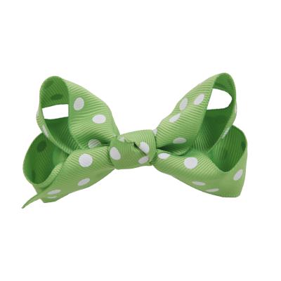 China For girls' beauty clips ribbon korean free shipping accessory bow small green 3 inch polka dot bow hair clip for sale