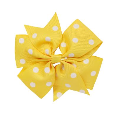 China For Girls Beauty Retail Girls Hangers Kids Accessory Boutique Europe Style Yellow 4 Inch Hair Bow Bundle With Clips for sale