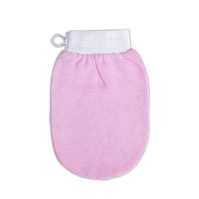 China EXFOLIATING hot sale popular pink color 100% natural squishy exfoliating glove korean scrub glove exfoliating gloves for sale