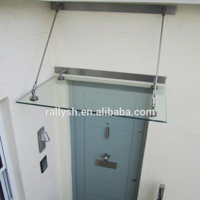 China Tempered glass tempered glass canopy with ss304/316 fittings for sale