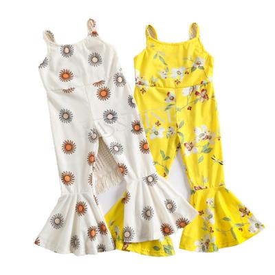 China New Loungewear Fashion Baby Infant Clothes Girls Toddler Casual Floral Bell Bottom Pants Overalls for sale