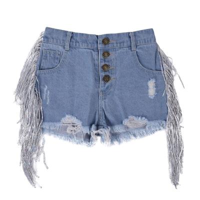 China QUICK DRY RTS Fringed Girl's Skinny Denim Shorts Kids Jeans Casual Pants Fashions Baby Jeans Shorts OEM for sale