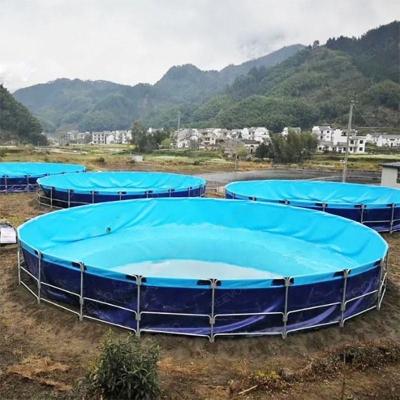 China Grote ronde aquicultuurtanks UV-bestendige PVC Biofloc vistankscherm Te koop