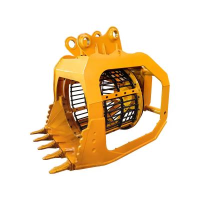 China Excavator Attachments  Hydraulic Drum Screening Hopper Excavator Rotating Screening Bucket Water Screen Bucket for sale