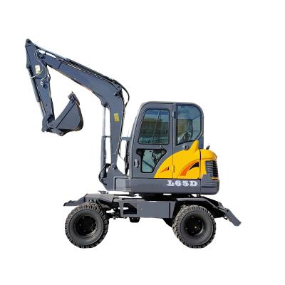 China Mini excavadora excavadora hidráulica 6.5 TON Excavadoras compactas máquina de mayor volumen Mini excavadora de ruedas en venta