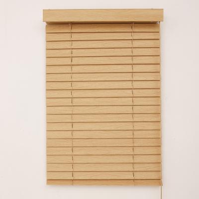 China Antique Look Waterproof Fauxwood Slat Wood Shades 50mm Solid Wood Wood Shade Wireless Blind for sale