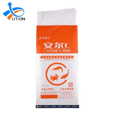 China Disposable Farm Packing Aquatic PP Woven Animal Fish Feed Bag 25Kg for sale