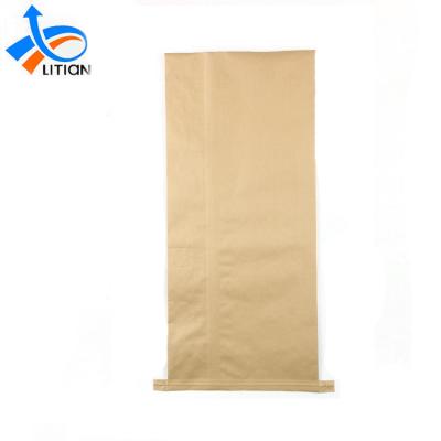 China Cheap Moisture Proof Brown Animal Feed Kraft Paper Plastic Composite Bag Kraft Bopp 50kg Kraft Bag for sale