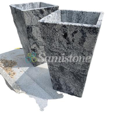 China Traditional Samistone Granite Flower Vase For Graves Flower Pot Outdoor Cemetry for sale