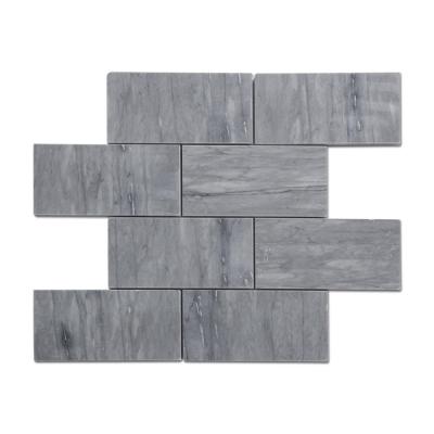 China Parquet Samistone Gray Marble 3x6 Inch Latin Brick Mosaic Slab for Wall and Floor for sale