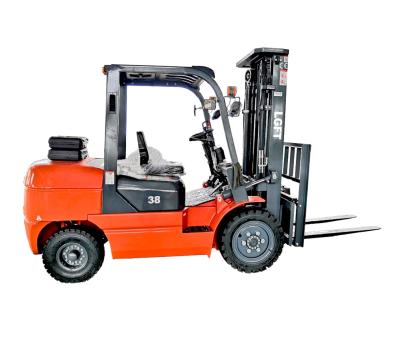 China Construction Material Shops Japanese Engine Side Shift Solid Tire Closed Cab Forklift Rear Axle 3.8 Ton 4 Ton 4.5 Ton Diesel Forklift for sale