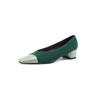 China Best Selling Anti-skid Woman Green Leather Spring Real Pumps Chinese Wedding Party Women Shoes Heels Pumps for sale