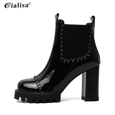 China Anti-odor factory price cheapest platform high heel slip on women short boots wholesale for sale