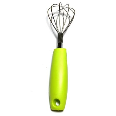 China Sustainable High Quality Green PP Handle Stainless Steel Kitchen Egg Beater With Ball Egg Beater for sale