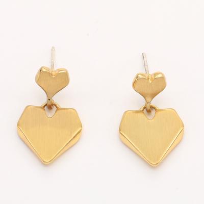 China High Quality Jewelry Set 2022 New Silver S925 Needle Earrings Alloy 18k Gold Plated Double Heart Stud Earrings For Women Heart Shape Stud Earring for sale