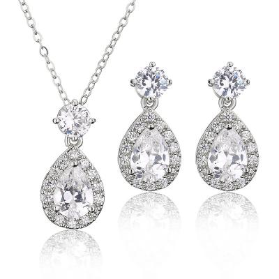 China High Quality Jewelry Set 2022 Amazon Hot Sale Pear Shaped Teardrop Necklace And Earrings Set Fashion Jewelry Body Chain Wedding Fashion Jewelry for sale