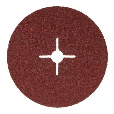 China For Wood Aluminum Oxide Wheel Discs 115mm Cross Hole Abrasives Red Sandpaper Coated Fiber Abrasive Sanding Disc for sale